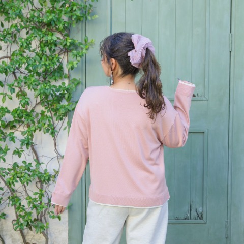 レディース　レイヤード風配色ニットプルオーバー（Taiyou）