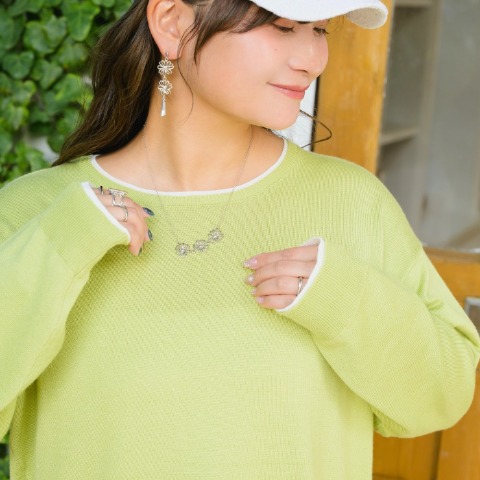 レディース　レイヤード風配色ニットプルオーバー（Taiyou）