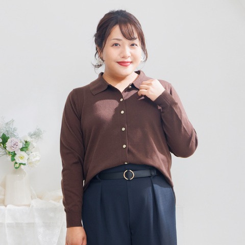 レディース　ポロ衿ニットカーディガン（Hina）