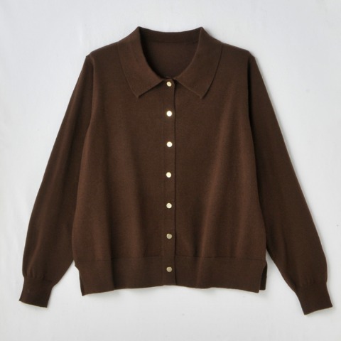 レディース　ポロ衿ニットカーディガン（Hina）
