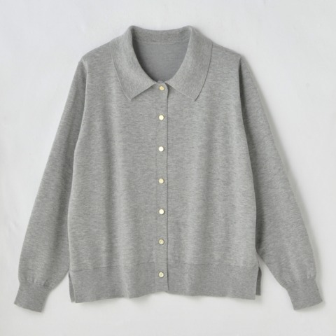 レディース　ポロ衿ニットカーディガン（Hina）