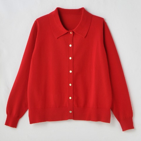 レディース　ポロ衿ニットカーディガン（Hina）