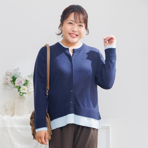 レディース　配色ニットカーディガン（Hina）