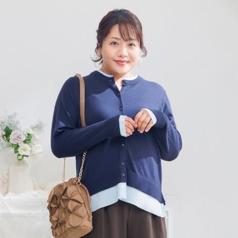 レディース　配色ニットカーディガン（Hina）