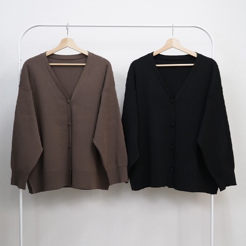 レディース　Vネックニットカーディガン（しまぽちゃ）