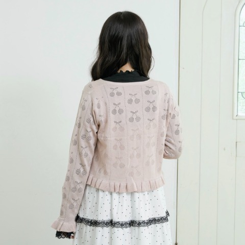 レディース　サクランボ柄ニットボレロ(maki)