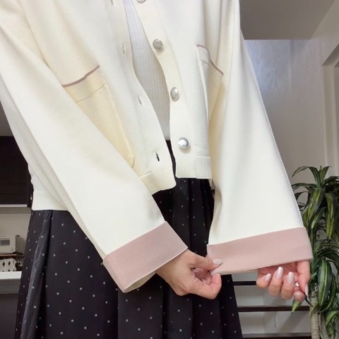 レディース　配色ニットカーディガン(miyo)