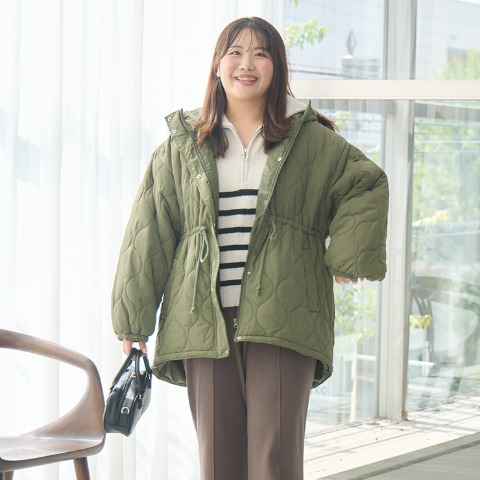 レディース　ウエストドロストキルトコート（Komachi）