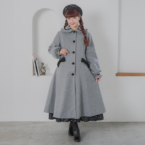 レディース　パネル切り替えロングコート（青木美沙子）