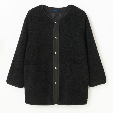 レディース　ノーカラーボアコート（おかだゆり）