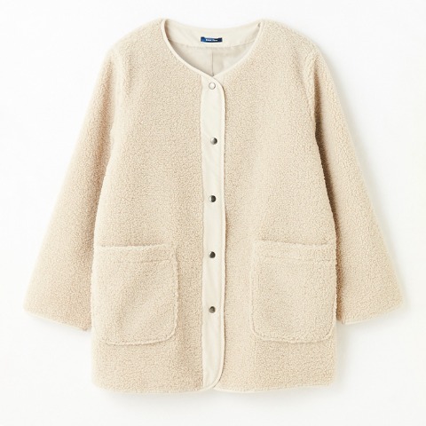 レディース　ノーカラーボアコート（おかだゆり）