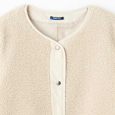 レディース　ノーカラーボアコート（おかだゆり）