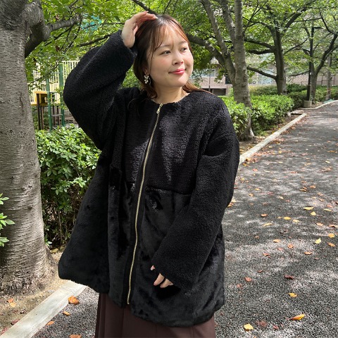 レディース　ボア切り替えコート（まいまい）