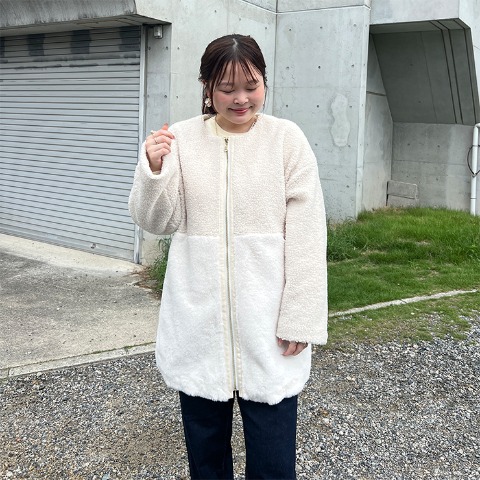 レディース　ボア切り替えコート（まいまい）