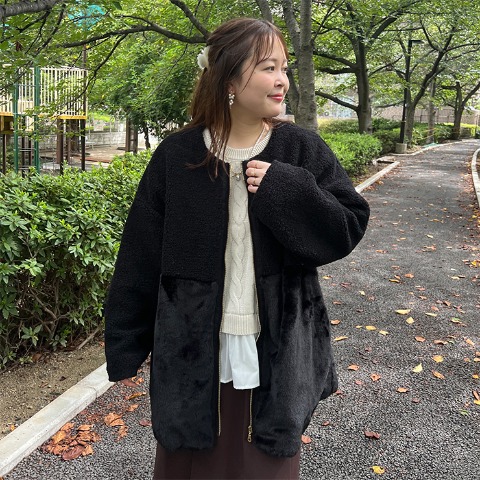 レディース　ボア切り替えコート（まいまい）