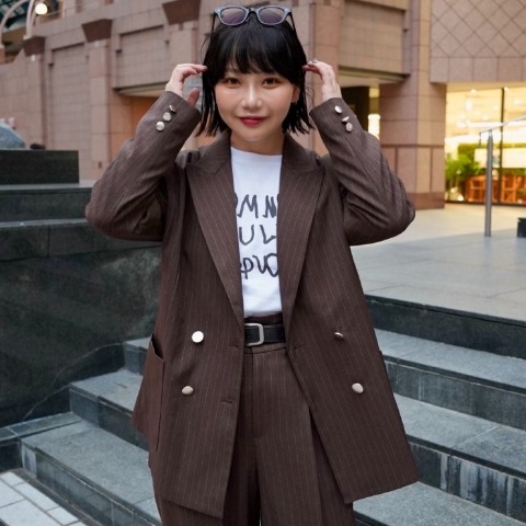 レディース　ストライプジャケット(オクユウカ）