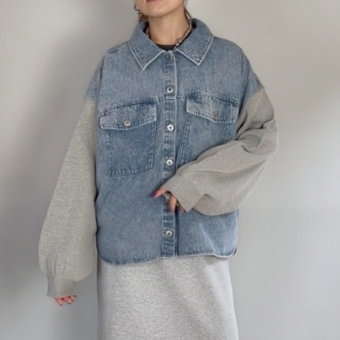 レディース　袖ニットデニムジャケット（Natsumi）