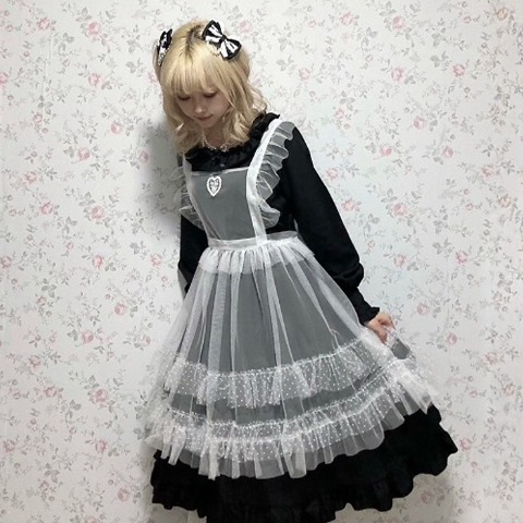 レディース　ドットフリルエプロン（星名桜子）
