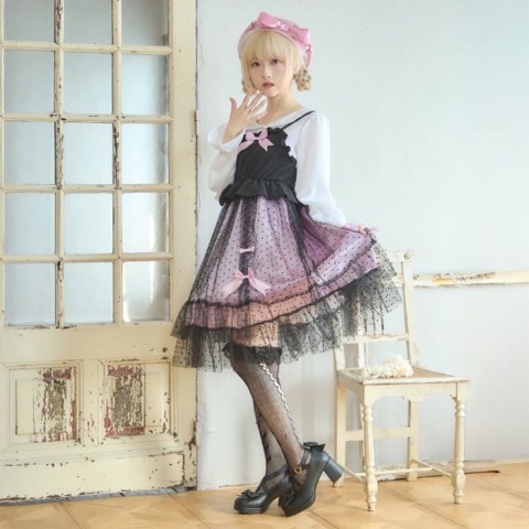 レディース　ベビードール風キャミブラウスドッキングワンピース（星名桜子）