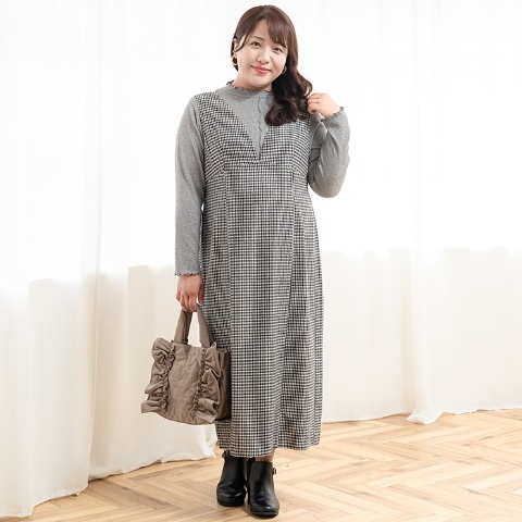 レディース　千鳥柄ジャンパースカート（Hina）