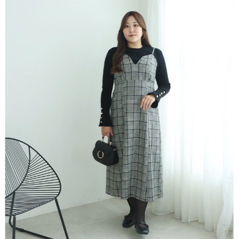 レディース　チェックキャミソールワンピース（Runa）