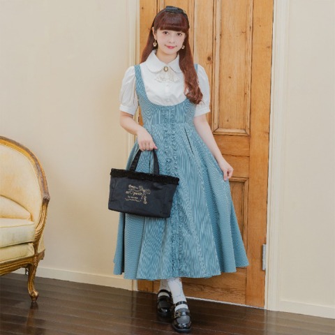 レディース　ストライプ柄ジャンパースカート（青木美沙子）