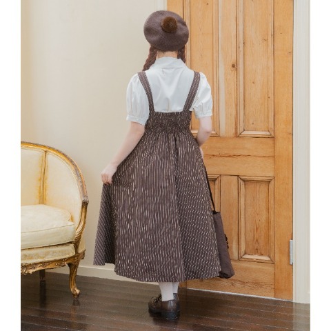 レディース　ストライプ柄ジャンパースカート（青木美沙子）