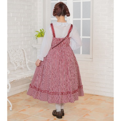 レディース　ギンガムチェックハートフリルジャンパースカート（青木美沙子）