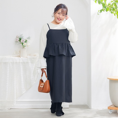 レディース　ペプラムジャンパースカート（Hina）