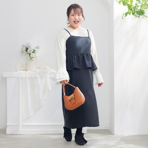 レディース　ペプラムジャンパースカート（Hina）