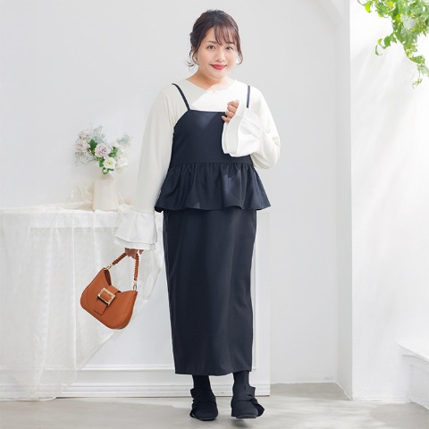 レディース　ペプラムジャンパースカート（Hina）