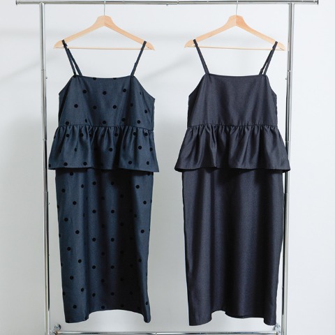 レディース　ペプラムドットジャンパースカート（Hina）