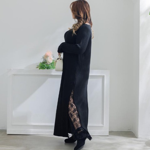 レディース　レース切替ワンピース（らむちゃん）