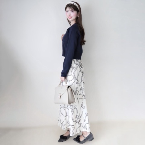 レディース　リボン柄マーメイドスカート（門脇伶奈）