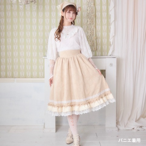 レディース　配色花柄ジャカードスカート（愛野えり）