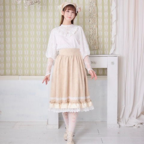 レディース　配色花柄ジャカードスカート（愛野えり）