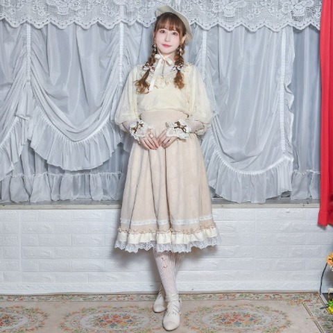 レディース　配色花柄ジャカードスカート（愛野えり）
