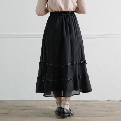 レディース　リボンシアーフレアスカート（maki）