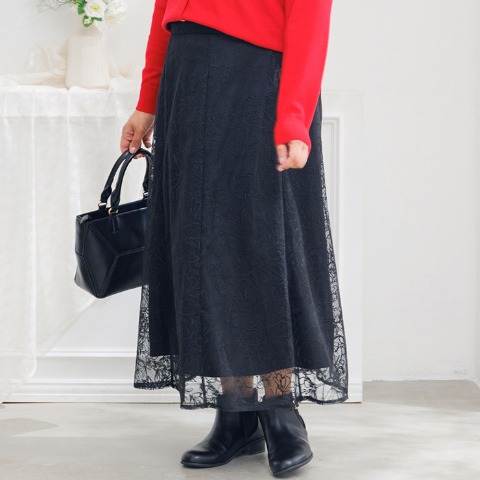 レディース　チュール刺しゅうスカート（Hina）