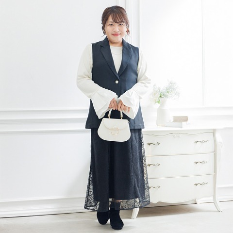 レディース　チュール刺しゅうスカート（Hina）