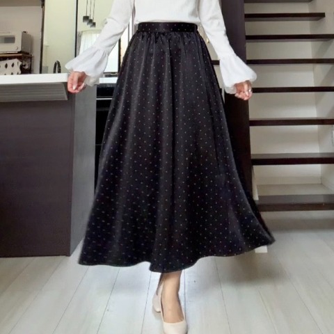 レディース　ドット柄フレアスカート（miyo）