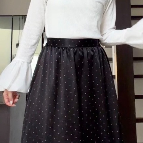 レディース　ドット柄フレアスカート（miyo）