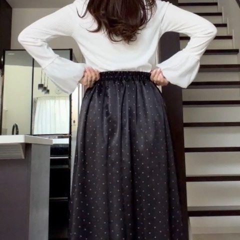 レディース　ドット柄フレアスカート（miyo）