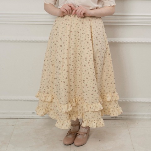 レディース　小花柄ボリュームフリルスカート（えりか）
