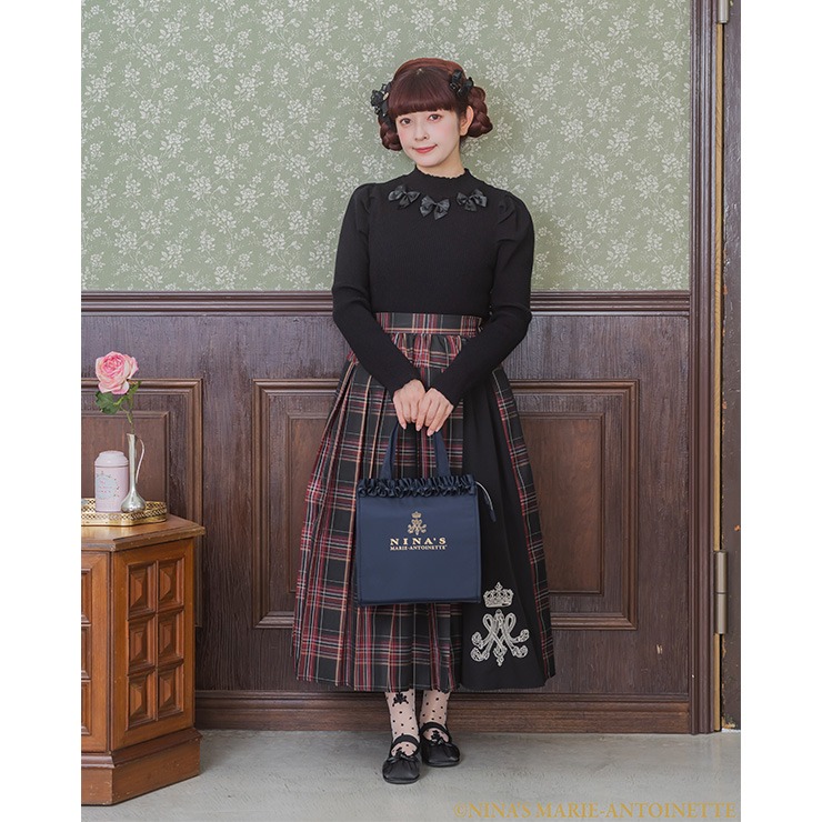 【みあ様まとめ割】マキシ丈 プリーツスカート モノトーン ➕紫ブラウス レディース チェックプリーツスカート（青木美沙子×ニナス