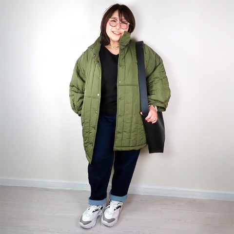 レディース　裏起毛テーパードデニムパンツ（すもも）