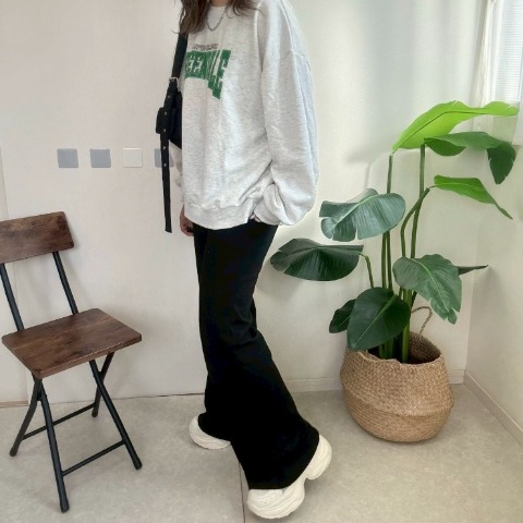 レディース　リブフレアレギンスパンツ（NON）