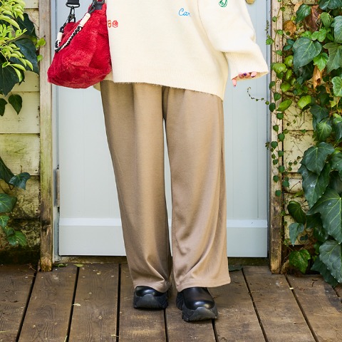 レディース　起毛ワイドパンツ（おかだゆり）