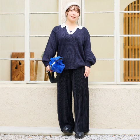 レディース　ベロアプリーツパンツ（おかだゆり）