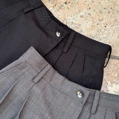 レディース　ラップ風タックワイドパンツ（miyo）